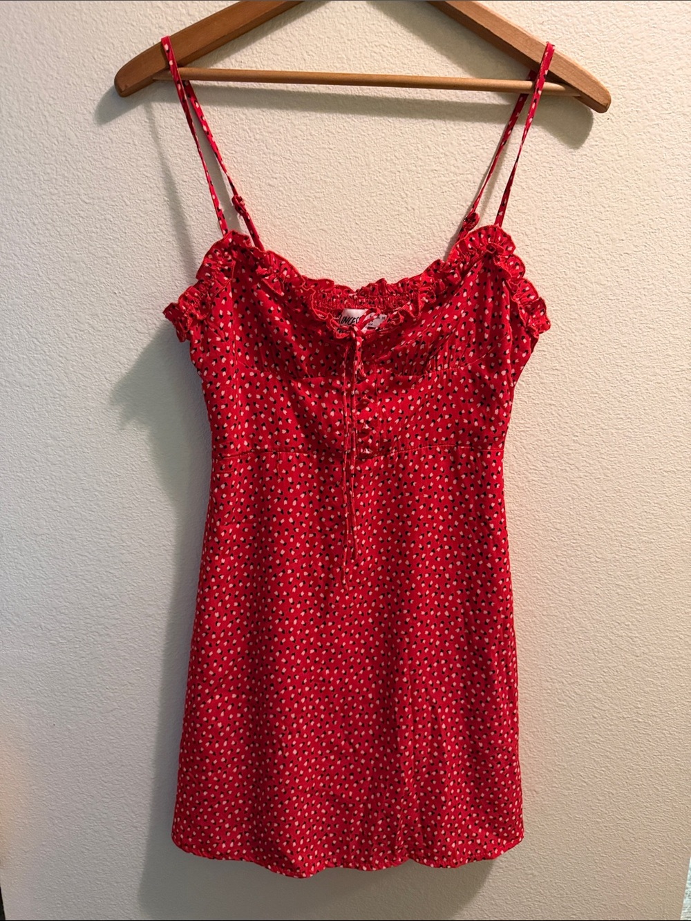 Princess Polly Red Polka Dot Ruffle-Trim Slip Dress